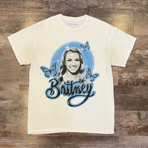 Britney Spears White and Blue Airbrush Retro Design T-shirt Size Medium